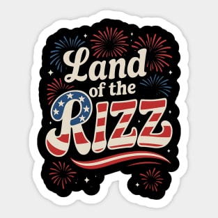 Land of the Rizz Funny 4th of July American Flag Sticker